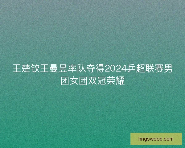 王楚钦王曼昱率队夺得2024乒超联赛男团女团双冠荣耀
